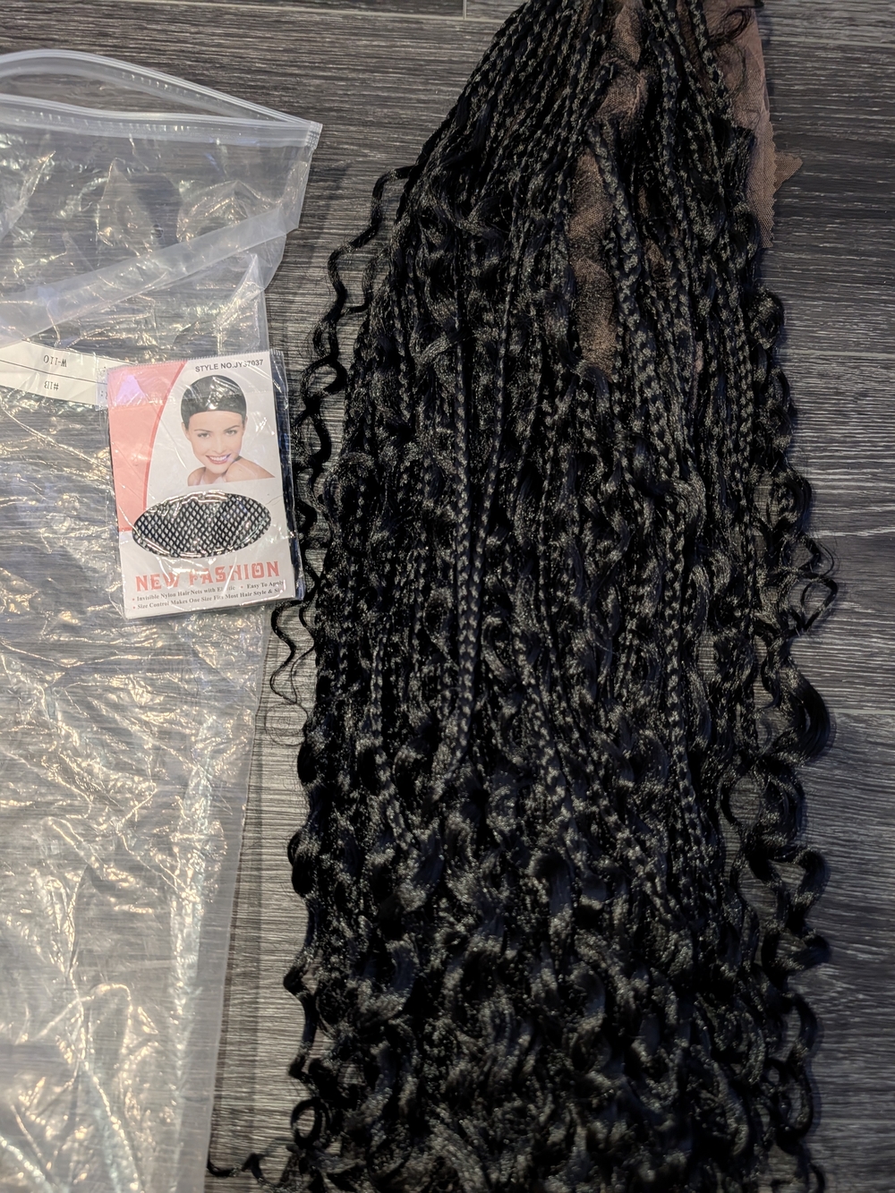 Black Curly Box Braid Hair Extensions -